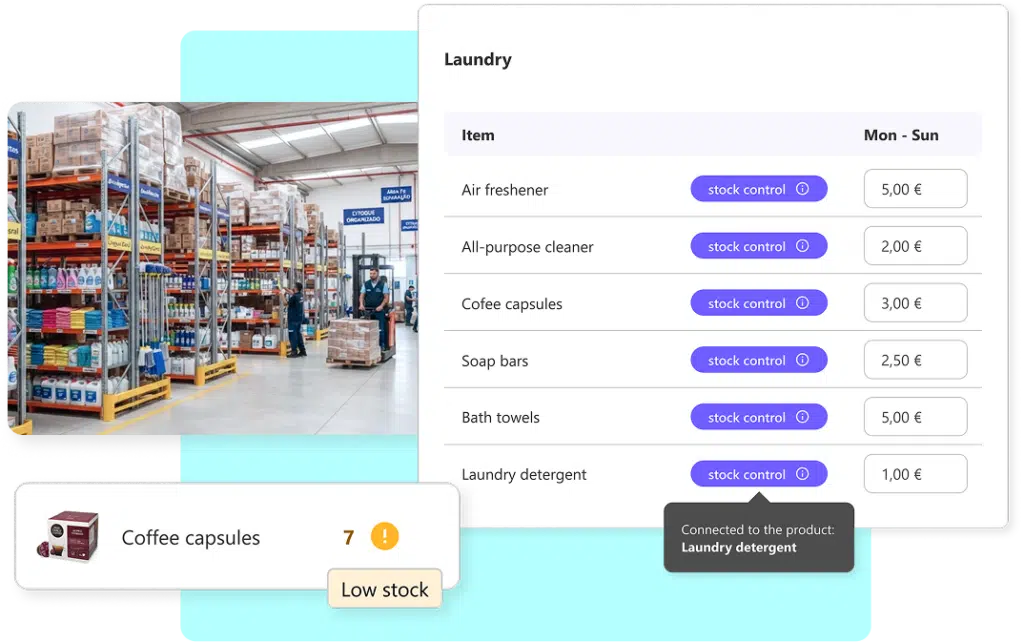 Catalogue products linked to the stock and low stock alert